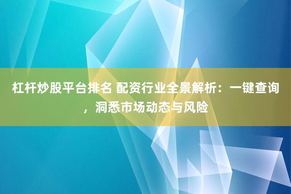 杠杆炒股平台排名 配资行业全景解析：一键查询，洞悉市场动态与风险