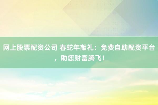 网上股票配资公司 春蛇年献礼：免费自助配资平台，助您财富腾飞！